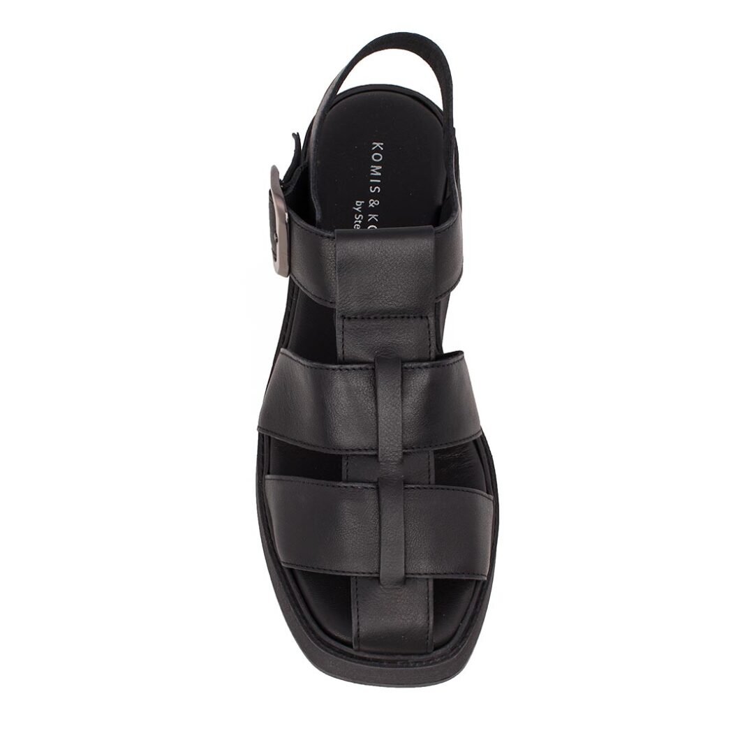 KOMIS & KOMIS ΓΥΝΑΙΚΕΙΑ ΔΕΡΜΑΤΙΝΑ FLATFORM ΠΕΔΙΛΑ B98 BLACK - Image 5