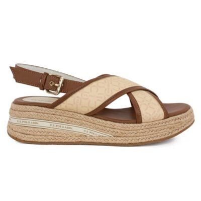 US POLO ΓΥΝΑΙΚΕΙΑ ΠΕΔΙΛΑ GLORY005 PRINT CUOIO/BEIGE