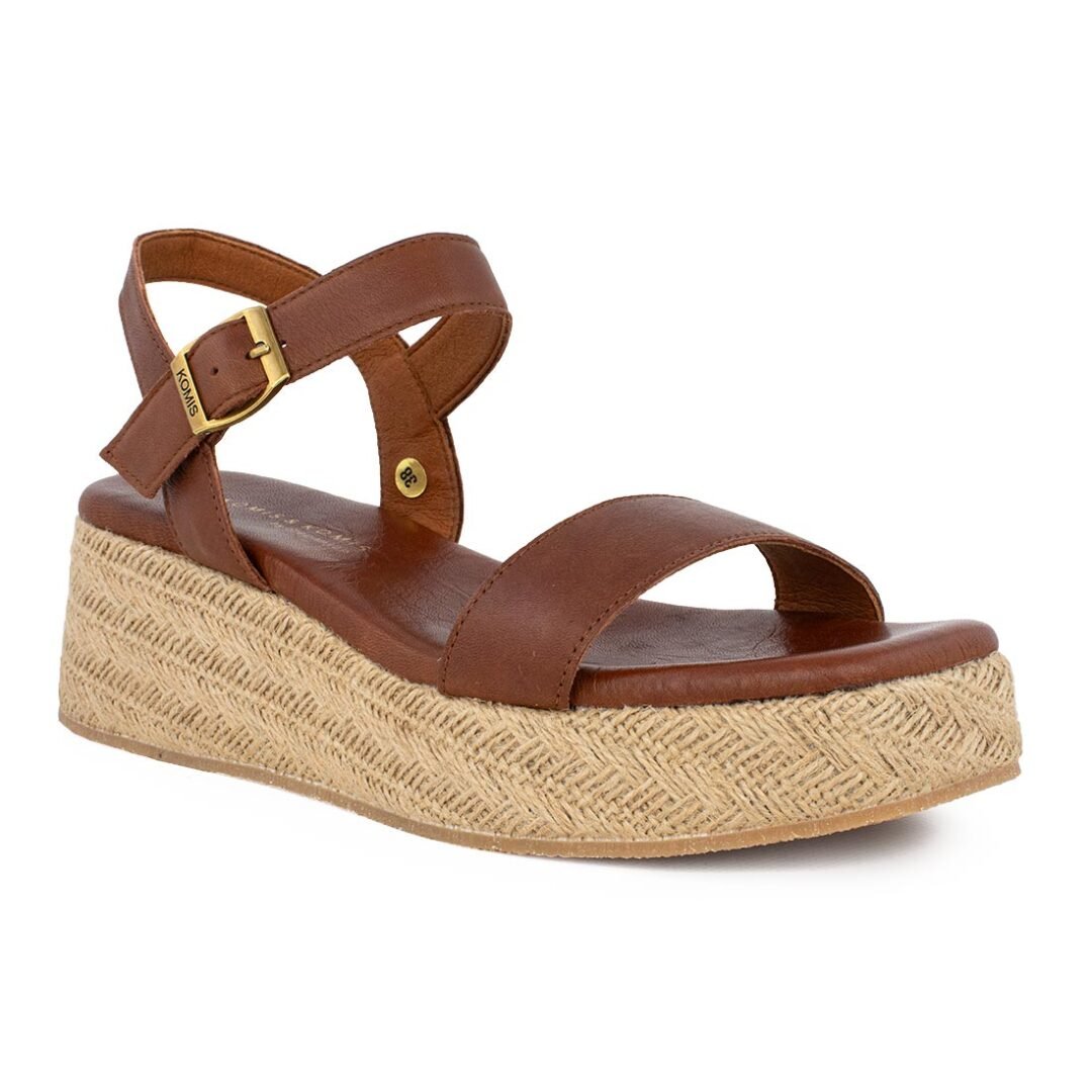 KOMIS & KOMIS ΓΥΝΑΙΚΕΙΑ ΔΕΡΜΑΤΙΝΑ FLATFORM ΠΕΔΙΛΑ A73 COGNAC - Image 2