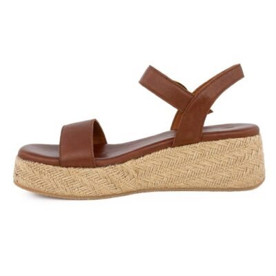 KOMIS & KOMIS ΓΥΝΑΙΚΕΙΑ ΔΕΡΜΑΤΙΝΑ FLATFORM ΠΕΔΙΛΑ A73 COGNAC - Image 3