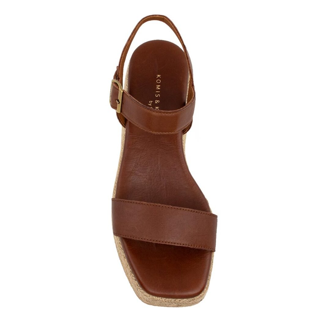KOMIS & KOMIS ΓΥΝΑΙΚΕΙΑ ΔΕΡΜΑΤΙΝΑ FLATFORM ΠΕΔΙΛΑ A73 COGNAC - Image 5