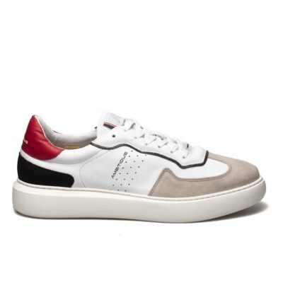 AMBITIOUS ΑΝΔΡΙΚΑ ΔΕΡΜΑΤΙΝΑ SNEAKERS 10610-1381 ΜΠΕΖ/ΑΣΠΡΟ/ΚΟΚΚΙΝΟ