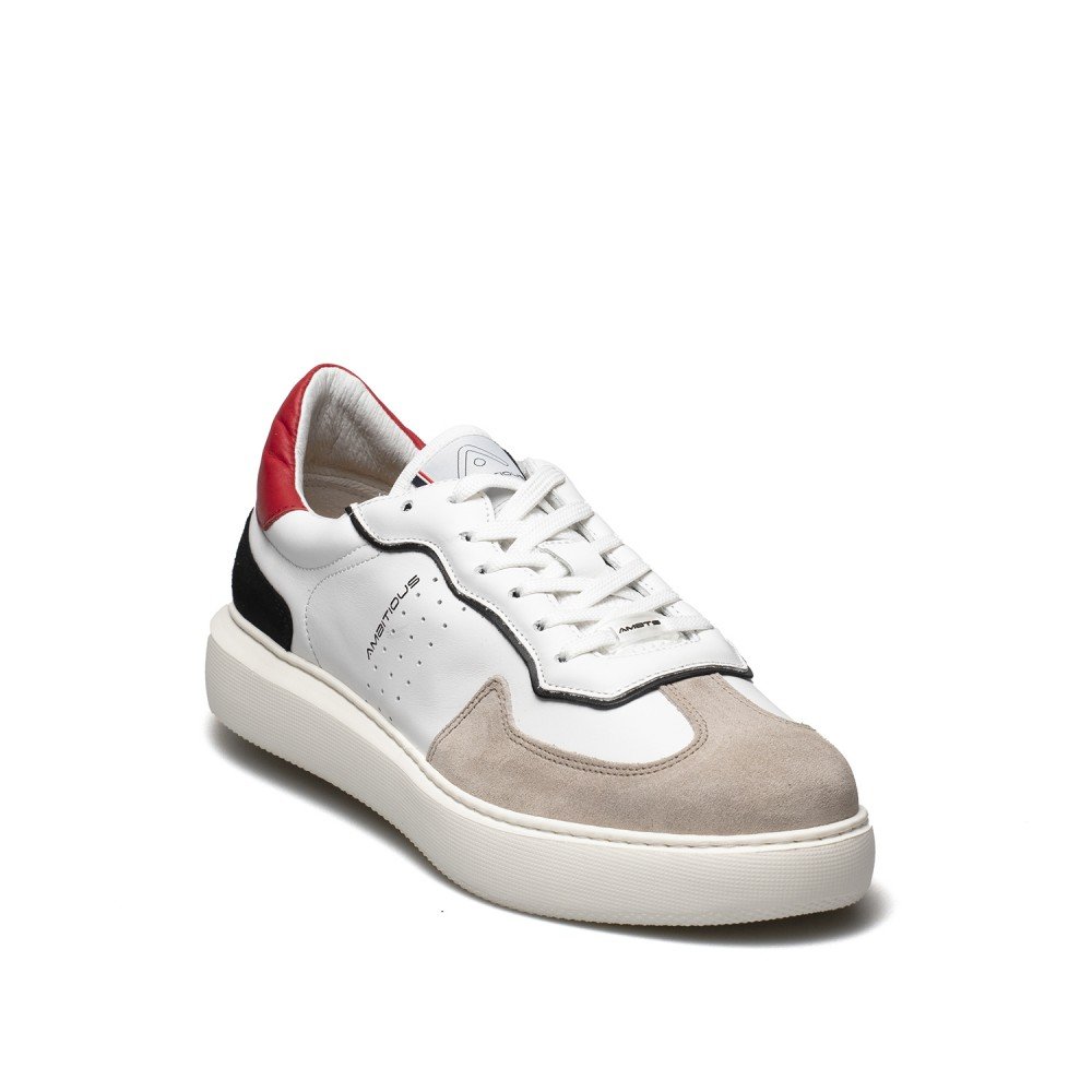 AMBITIOUS ΑΝΔΡΙΚΑ ΔΕΡΜΑΤΙΝΑ SNEAKERS 10610-1381 ΜΠΕΖ/ΑΣΠΡΟ/ΚΟΚΚΙΝΟ - Image 2