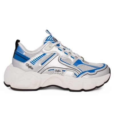 BUFFALO ΓΥΝΑΙΚΕΙΑ SNEAKERS CLD RUN JOG SILVER/WHITE/BLUE VEGAN NAPPA