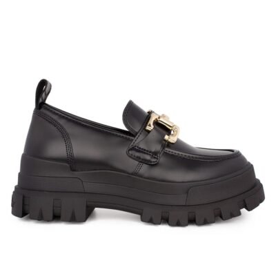 BUFFALO ΓΥΝΑΙΚΕΙΑ LOAFERS ASPHA LOAFER CHAIN N BLACK VEGAN NAPPA