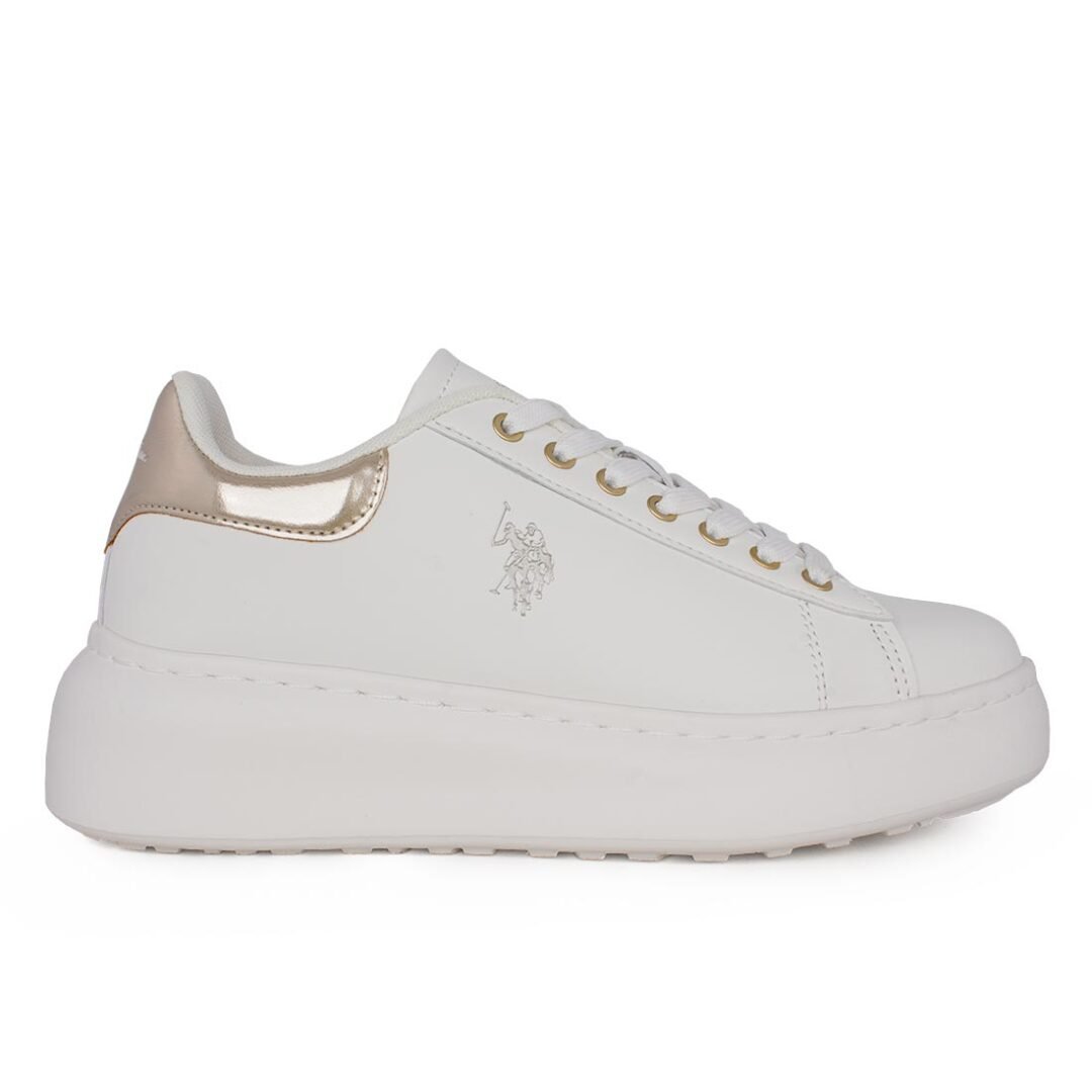 US POLO ΓΥΝΑΙΚΕΙΑ SNEAKERS BRITNY001 WHITE/GOLD