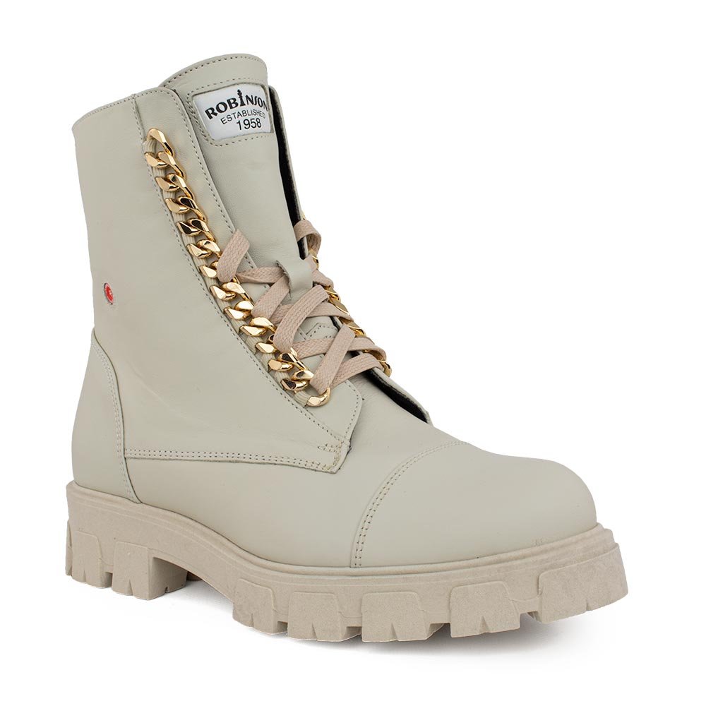 ROBINSON SHOES ΓΥΝΑΙΚΕΙΑ ΔΕΡΜΑΤΙΝΑ ΑΡΒΥΛΑΚΙΑ 113330 IVORY - Image 2