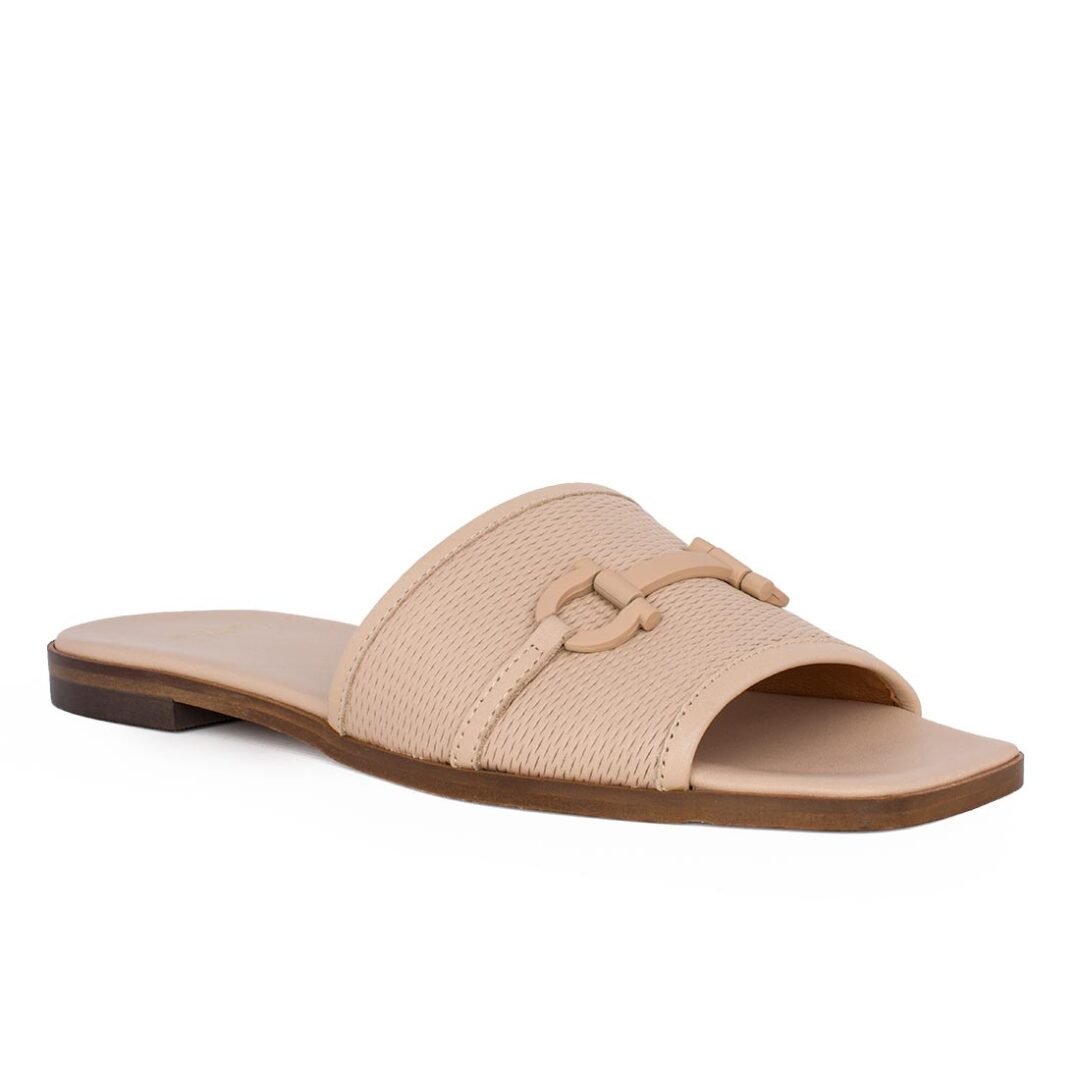 BOSS SHOES ΓΥΝΑΙΚΕΙΕΣ ΔΕΡΜΑΤΙΝΕΣ FLAT ΠΑΝΤΟΦΛΕΣ ZWCH014 BEIGE COLANDER - Image 2