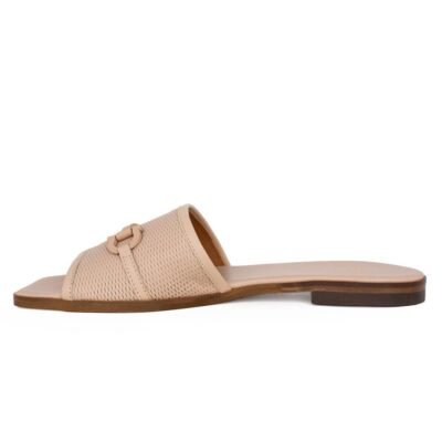 BOSS SHOES ΓΥΝΑΙΚΕΙΕΣ ΔΕΡΜΑΤΙΝΕΣ FLAT ΠΑΝΤΟΦΛΕΣ ZWCH014 BEIGE COLANDER - Image 3