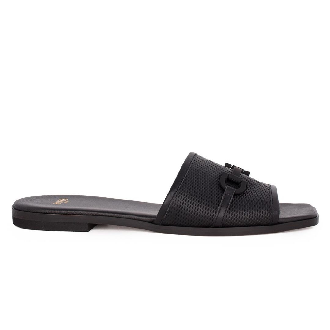 BOSS SHOES ΓΥΝΑΙΚΕΙΕΣ ΔΕΡΜΑΤΙΝΕΣ FLAT ΠΑΝΤΟΦΛΕΣ ZWCH014 BLACK COLANDER