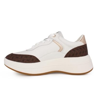 GEOX ΓΥΝΑΙΚΕΙΑ ΔΕΡΜΑΤΙΝΑ COMFORT SNEAKERS D SPHERICA ECUB-3 D WHITE/BROWN - Image 3