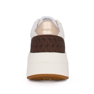 GEOX ΓΥΝΑΙΚΕΙΑ ΔΕΡΜΑΤΙΝΑ COMFORT SNEAKERS D SPHERICA ECUB-3 D WHITE/BROWN - Image 5