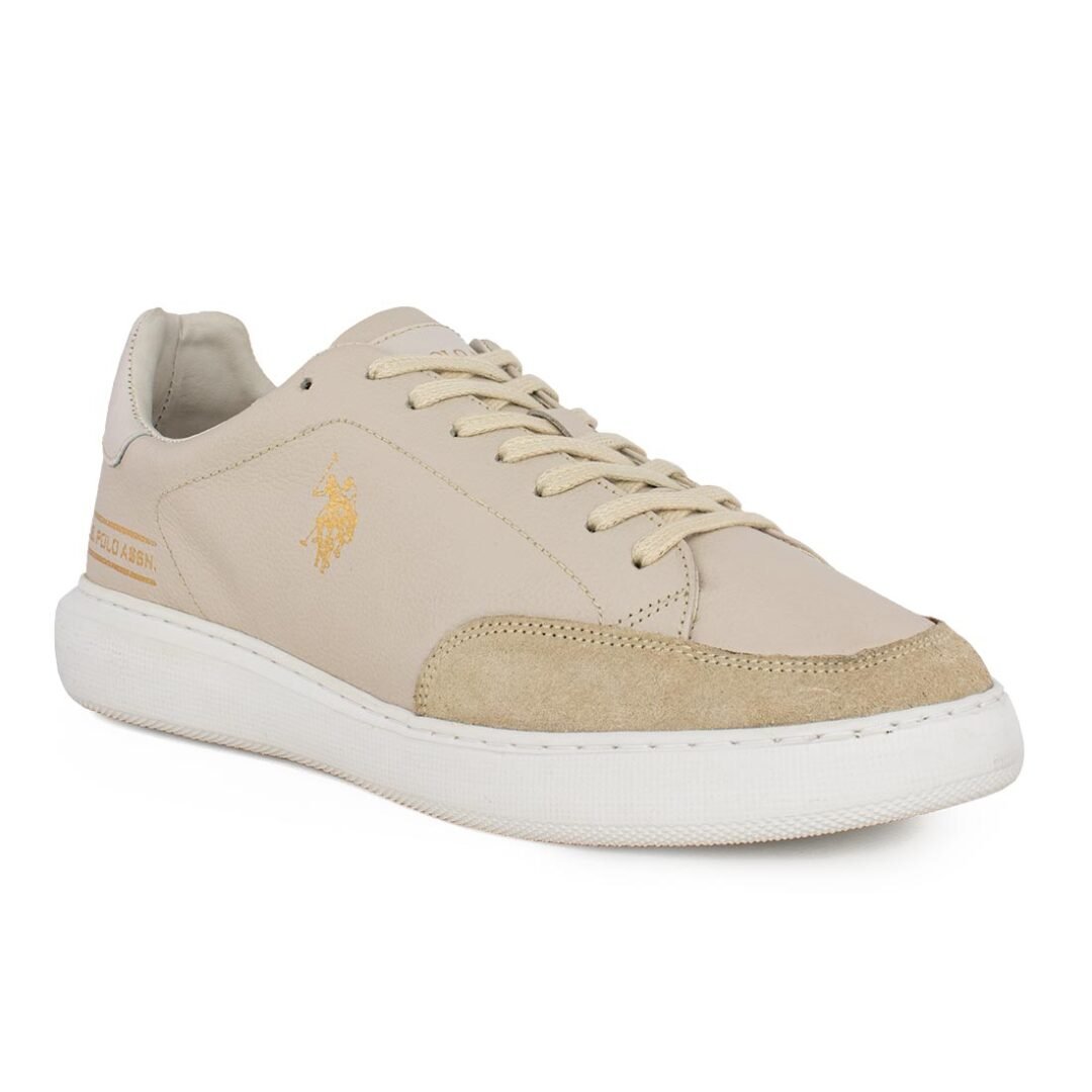 US POLO ΑΝΔΡΙΚΑ ΔΕΡΜΑΤΙΝΑ SNEAKERS CRYME005 BEIGE - Image 2