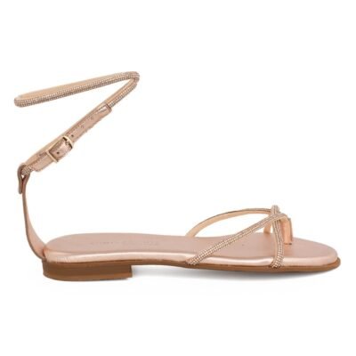 KOMIS & KOMIS ΓΥΝΑΙΚΕΙΑ ΔΕΡΜΑΤΙΝΑ FLAT ΠΕΔΙΛΑ K222 ΡΟΖ ΧΡΥΣΟ