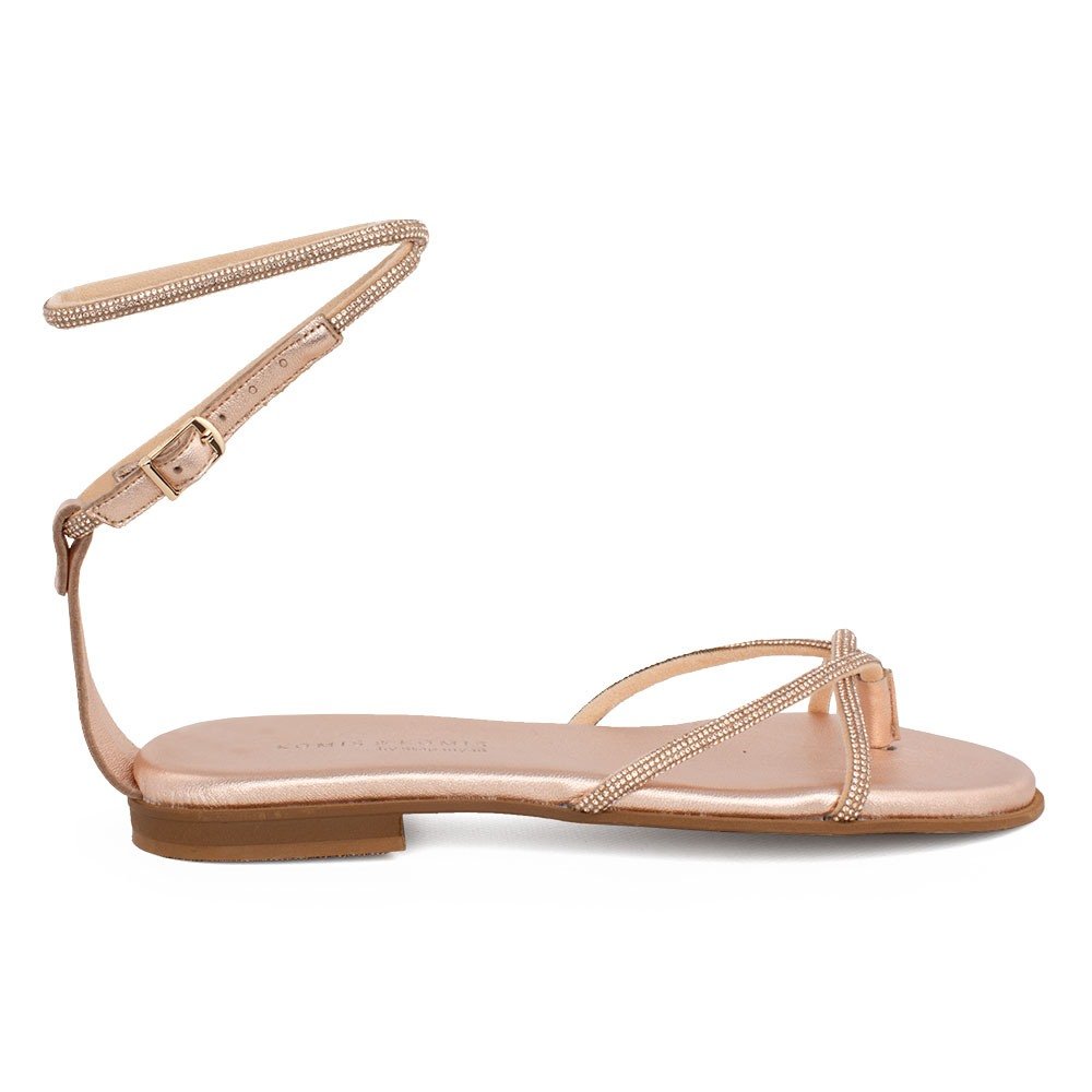 KOMIS & KOMIS ΓΥΝΑΙΚΕΙΑ ΔΕΡΜΑΤΙΝΑ FLAT ΠΕΔΙΛΑ K222 ΡΟΖ ΧΡΥΣΟ