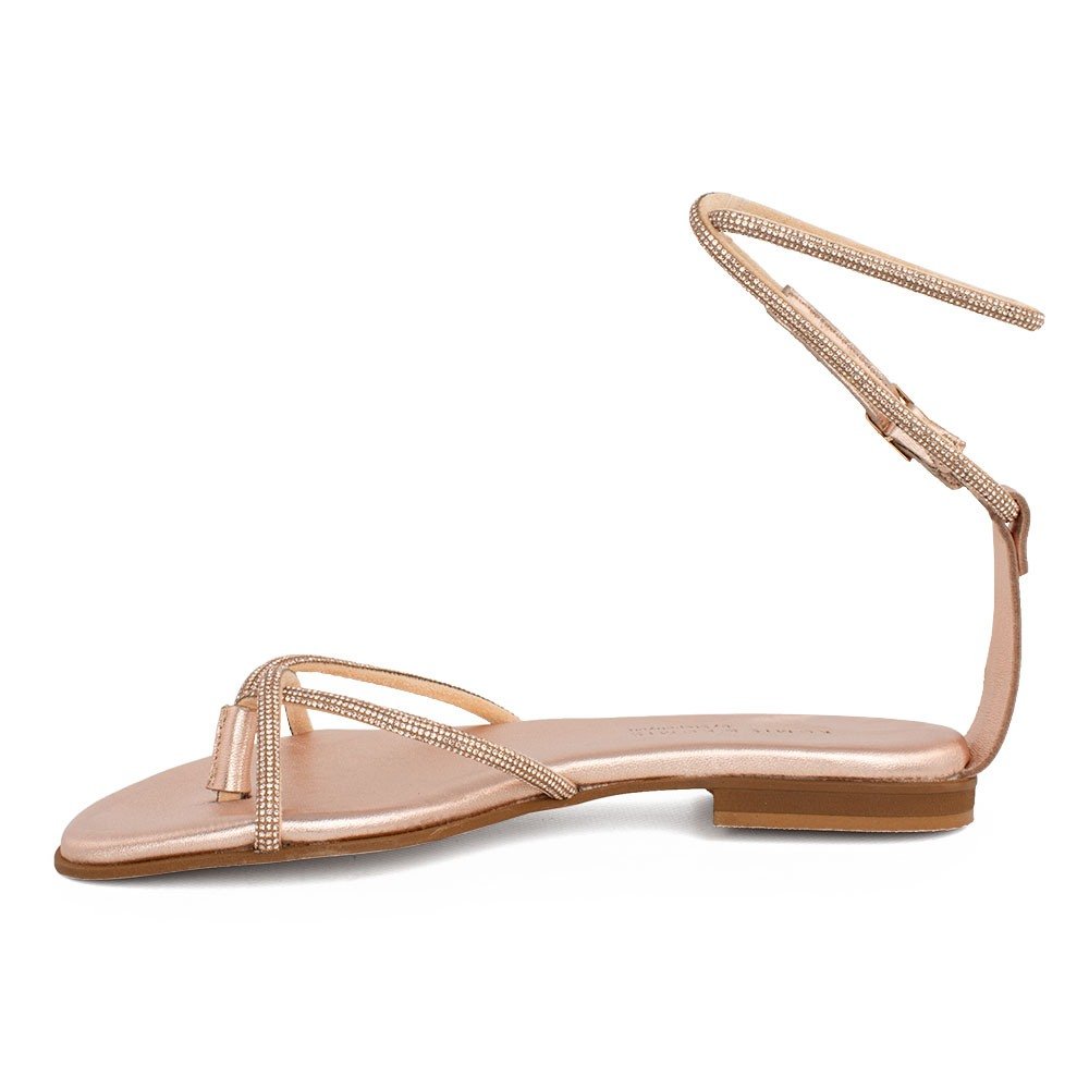 KOMIS & KOMIS ΓΥΝΑΙΚΕΙΑ ΔΕΡΜΑΤΙΝΑ FLAT ΠΕΔΙΛΑ K222 ΡΟΖ ΧΡΥΣΟ - Image 3