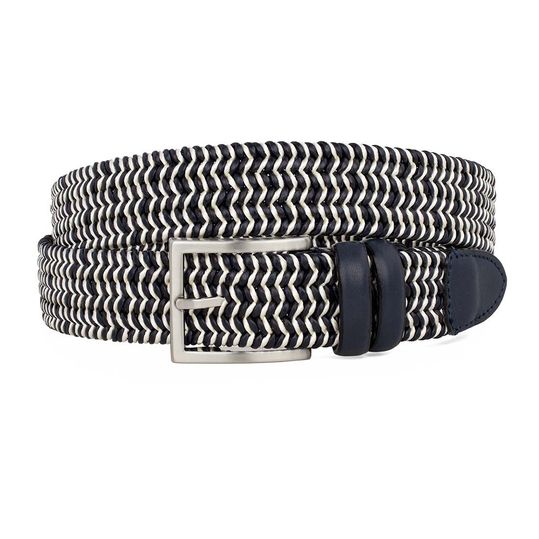 ΑΝΔΡΙΚΗ ΔΕΡΜΑΤΙΝΗ ΠΛΕΧΤΗ ΖΩΝΗ BB-3807 NAVY/WHITE