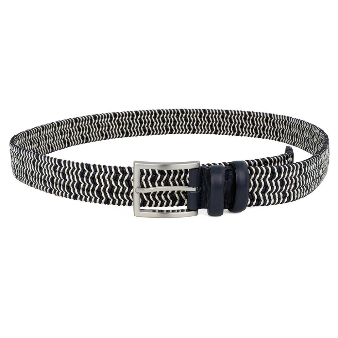 ΑΝΔΡΙΚΗ ΔΕΡΜΑΤΙΝΗ ΠΛΕΧΤΗ ΖΩΝΗ BB-3807 NAVY/WHITE - Image 2